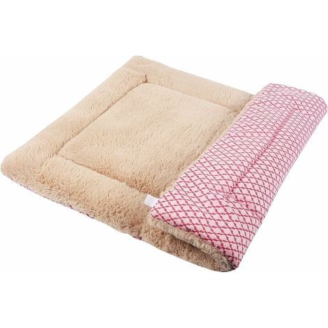 Colchón para perros, colchón para mascotas, manta para perros XZ014 (M (75 x 55 cm), felpa corta rosa) (1/5)