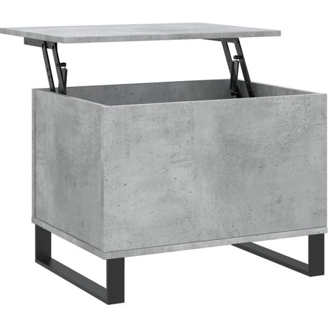 Mesa de centro con diseño atemporal con tapa elevable 60 x 44,5 x 45 cm madera de ingeniería gris y metal DEC039318