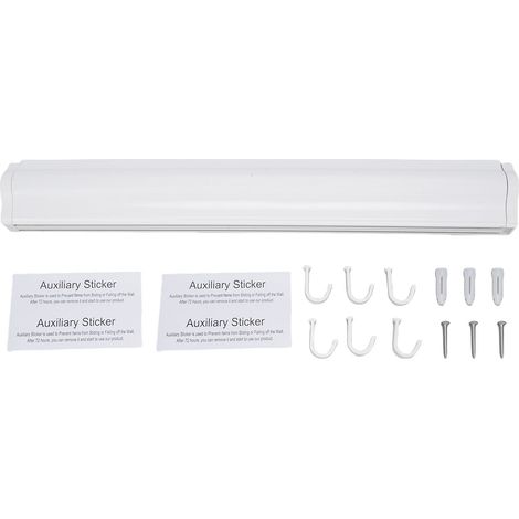 Étendoir mural en aluminium, serviette rétractable Invisible sans poinçon avec crochets pour chaussettes sous-vêtements blanc (1/5)