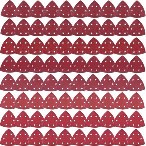 Lot de 80 triangles abrasifs autoagrippants 6 trous grain 40/60/80/120/180/240/320/400 triangle de poncage pour ponçage et polissage (1/5)