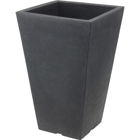 Spetebo – Pot de fleurs trapézoïdal en plastique anthracite – Hauteur 55 cm – Dimensions intérieures 37x37 cm – Résistant aux intempéries