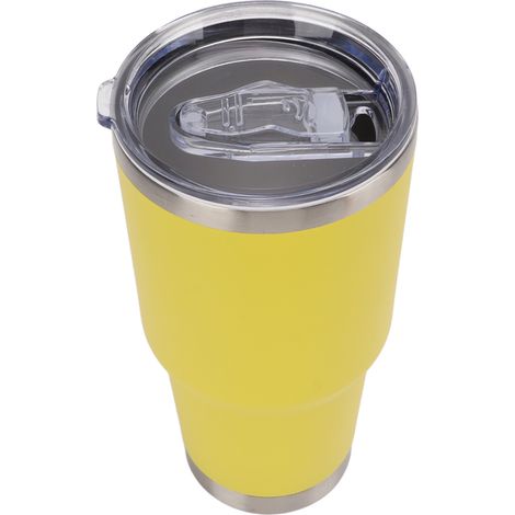 Isolierte Edelstahlflasche, Thermosbecher, Kaffeebecher, doppelwandig mit Deckel für unterwegs, gelb (1/5)