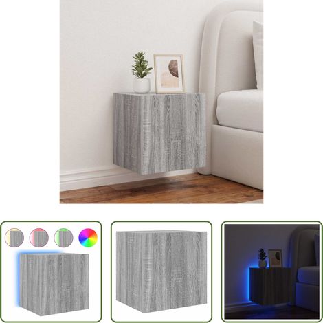 Meuble TV mural -  Meuble TV mural avec lumières LED sonoma gris 40,5x35x40 cm (1/5)