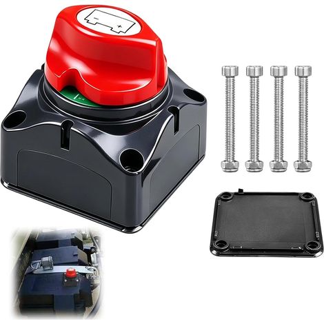 Interrupteur Principal de Batterie 275A 12V 24V 48V DC pour Voiture, Bateau, Moto, Camion, Camping-Car et Tracteur - Coupe-Circuit de Batterie Robuste avec Options de Montage Polyvalentes (1/5)