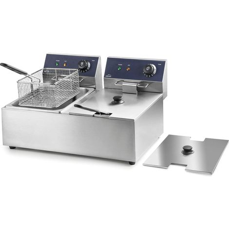 LACOR Friggitrice elettrica Doppia Professionale, 2500 W (x2), 12 l, 50 W, 5.3 tons, Acciaio, No Color