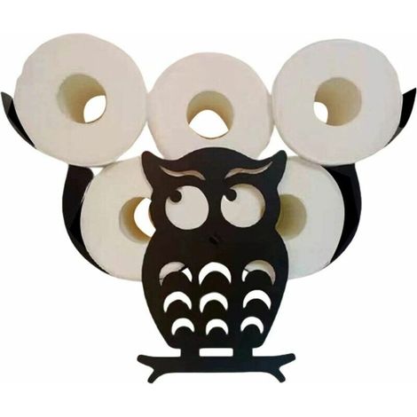 Green Mobility-PortePapier hygiénique en Forme de Hibou, Cadre de Toilette en métal Noir, 7 volumes de capacité, Mur de Papier Pendant de Mur de Nuage Doux, Accessoires de Salle de Bain Amusants (1/5)