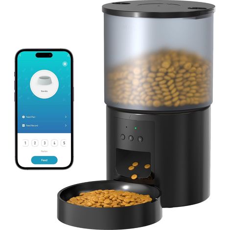 Distributeur Croquettes Chat Automatique WiFi noir