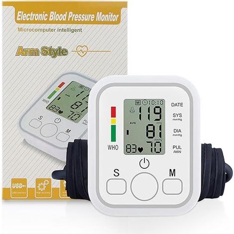 elektronisches Blutdruckmessgerät, Arrhythmie-Erkennung, Manschette 22–36 cm, 2 Benutzer, 99 Speicherplätze, für den Heimgebrauch (1/5)