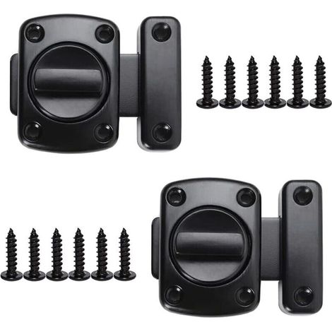2 Pack Zinc Alloy Swing Door Latch, Interior Door Lock with 12 Screws, Black (1/4)
