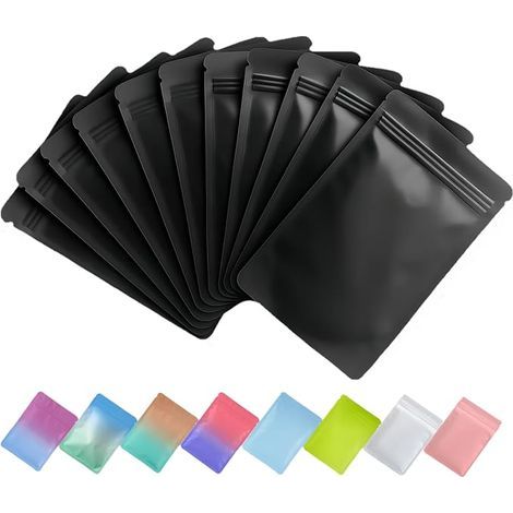 Sachets Zip, Pochettes Mylar Opaques (Noir, 8x13cm) (1/5)