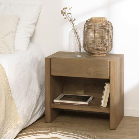 ELLA - Chevet couleur naturelle 1 tiroir design arrondi (1/5)