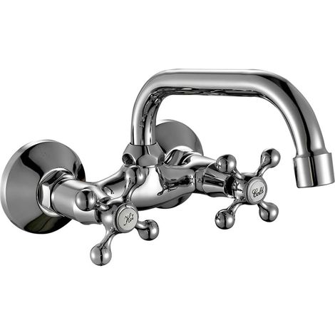 Robinet mural Athos pour évier - Bicommande classique vintage cuisine - Design élégant et fonctionnalité supérieure - Couleur chrome brillant
