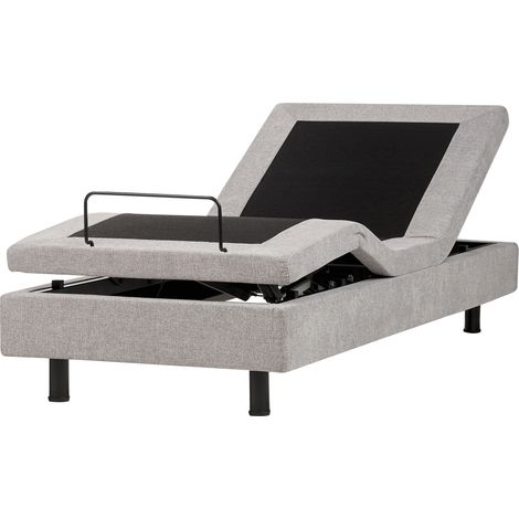 Cama articulada eléctrica moderna mando a distancia ajustable sin cabecero poliéster gris claro 90 x 200 cm Duke II