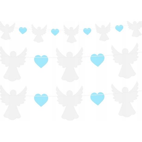 Guirnalda de corazones de ángel azul, 150 cm, 1 unidad. (1/2)
