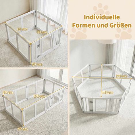 Clear Plastic Dog Playpen with Secure Locking Door, 6 Panels (1/5)