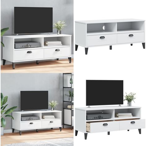 Meuble TV VIKEN blanc bois d'ingénierie - Meuble Tv - Meuble Téléviseur - Support Tv - Unité Tv - Design Industriel - Home & Living (1/5)