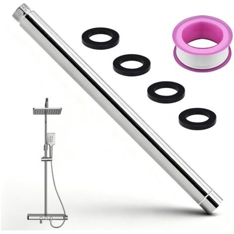 30cm shower extension tube, shower extension hose for shower head, chrome extension arm, straight shower bar for bathroom accessories (1/5)