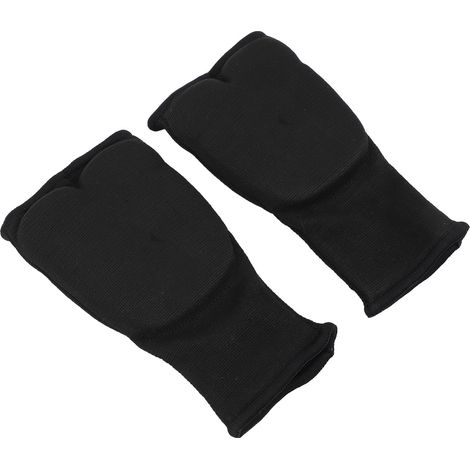 Bandes de boxe respirantes, élastiques et rembourrées pour la boxe, le kickboxing et les arts martiaux (karaté), noires. (1/5)
