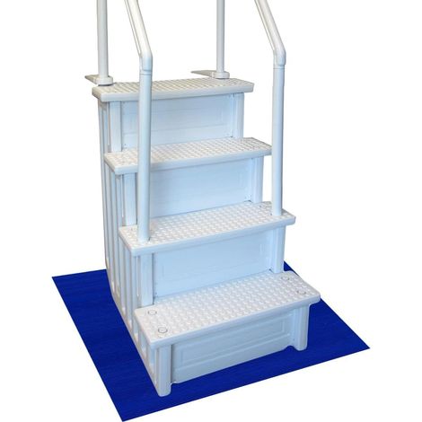Tapis de Protection antidérapant pour échelle de Piscine, Large Nervure, 91,4 x 91,4 cm, épaisseur 0,09 cm, Bleu Roi (1/5)