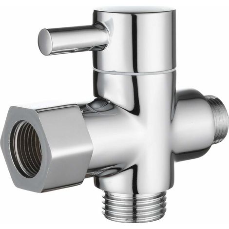 Adapter to 12/17 TT 3/8 with Diverter Valve Water Flow Switching for Bathroom 3 Way Shower, Chrome (1/5)