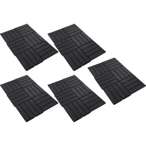 30 dalles de terrasse imbriquées antidérapantes, imperméables, plastique robuste pour patio extérieur, jardin, gris foncé, revêtement de sol résistant. (1/5)