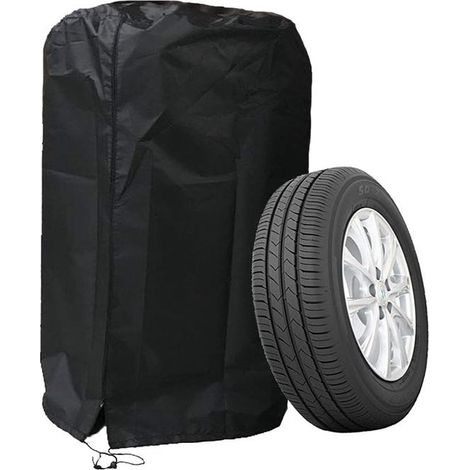 Funda protectora para neumáticos, resistente, duradera, impermeable, con cremallera, para autocaravanas, remolques, coches y camiones. Color negro. 65 x 90 cm. (1/5)