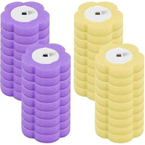 Toilet Brush Disposable Toilet Brush with 30 Cleaning Refills, Sponge, Toilet Rod Replacement Heads, with Holder for Washbasin, Bathtub (A) (1/5)