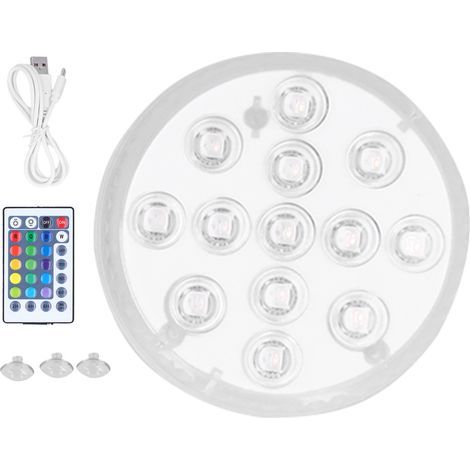Lampe LED submersible RGB 16 couleurs avec ventouse magnétique pour aquarium fontaine décoration (1/5)