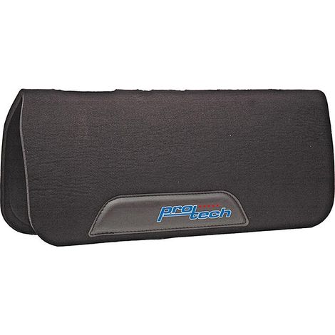 Tapis de selle western en néoprène et feutre avec trous d'aération et revêtement en cuir au bas du tapis.