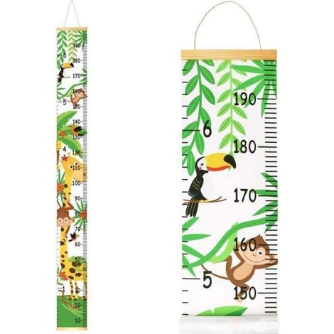 Toise murale en bois pour enfants - Règle murale en bois de 20 x 200 cm - Mesure de hauteur pour décoration murale - mul TOISE BEBE (1/3)