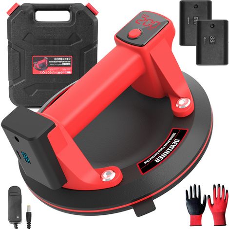 DEWINNER 8'' Ventouse Carrelage avec 3000mAh Batterie, D'un Écran LCD Ventouse Electrique, D'une Fonction de Remplissage Automatique, Capacité de Charge Max 200 kg, Adapté au Verre et au Carrelage (1/5)