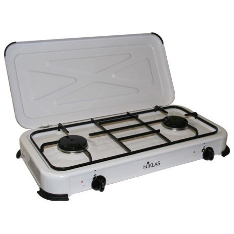 Cocina de acero portátil BB gas GLP 2 fuegos Niklas