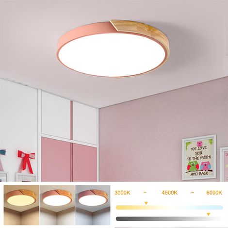 Plafonnier LED à intensité variable 50 cm, Plafonnier moderne en métal avec télécommande, lumières décoratives roses 48 W, 3 températures de couleur (1/5)