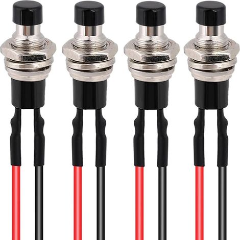 4Pcs 7mm mini rond Autobloquant bouton poussoir 12v,SPST on/Off, bouton poussoir arduino,pour Trompette de Voiture, PC, Lampe de Table, Sonnette de Maison