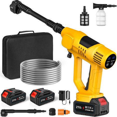 Cordless High Pressure Washer, 65 Bar Battery-Powered High Pressure Washer with 6-in-1 Nozzle, 2 x 3.0Ah Batteries, 10 Pressure Levels, 5M Hose, LCD Touchscreen, Ideal for Cars and Gardens (1/5)