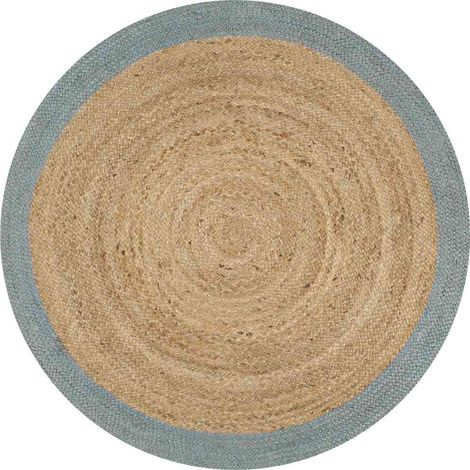 Alfombra hecha a mano de yute con borde verde oliva 90 cm vidaXL