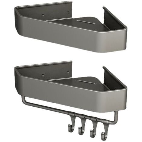 Badezimmerregal – Eckregal aus Aluminium, kein Bohren erforderlich – 23,5 x 23,7 x 4,5 cm, 2 Stück