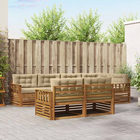 vidaXL Outdoor-Sofagarnitur mit Kissen 7 pcs Natur und Beige (1/5)