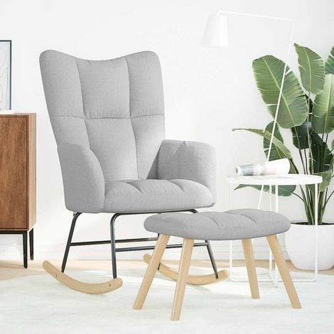 Chaise à bascule,Chaise de relaxation avec repose-pied gris nuage tissu CFW64422 (1/5)
