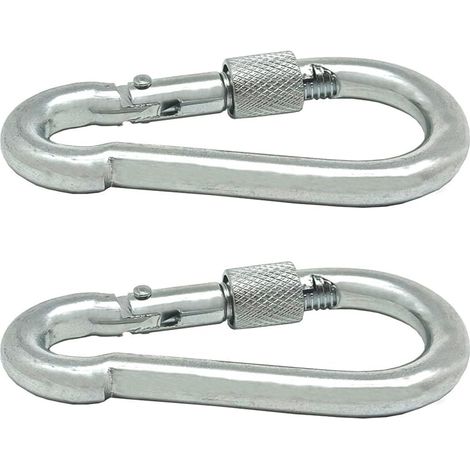 Feuerwehrkarabiner mit Sicherheitsverschluss "MSQ02" 70x34x7mm aus verzinktem Stahl (2 Stück)