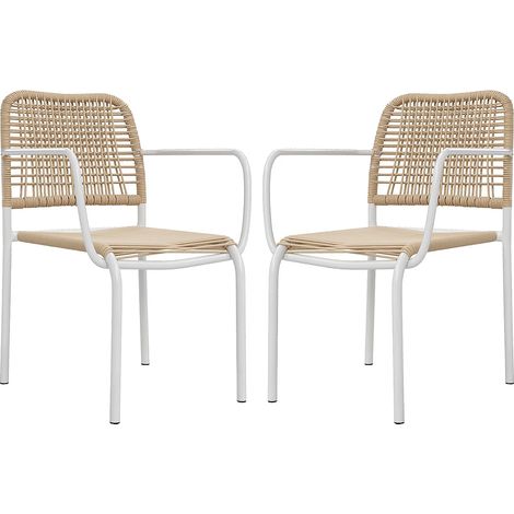 Poltrona da giardino impilabile in metallo e resina intrecciata - Beige - Lotto di 2 - NIOU di MYLIA (1/5)