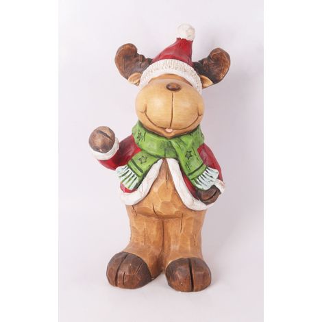 Dekofigur Rentier 40 x 22 cm bunt Weihnachtscharaktere