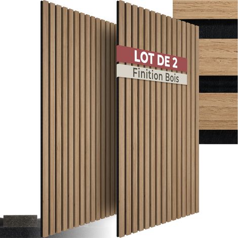 Lot de 2 panneaux acoustiques aspect bois 110 x 50 1,8 cm