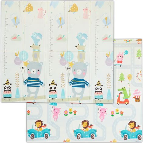 Relaxdays Tappeto per Bambini, Pieghevole e Lavabile, 195 x 175 cm, Atossico, Gommapiuma XPE, Motivo Animali, Colorato