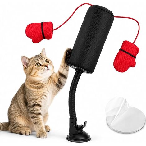 Universeller Boxsack für Katzen, interaktives Boxspielzeug für Katzen, Boxsack mit hängenden Boxhandschuhen und stabilem ABS-Sockel (1/5)