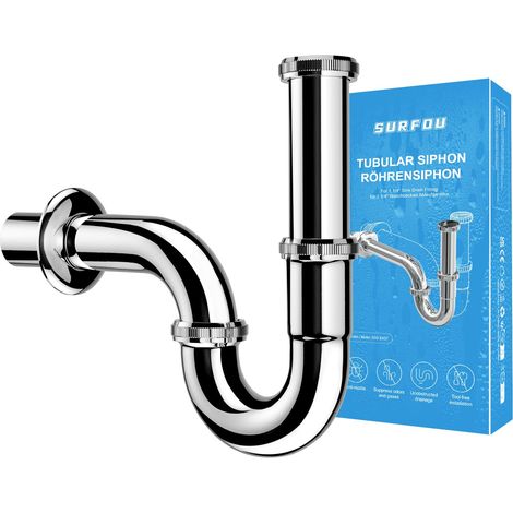 Siphon Lavabo G 1 1/4", Kit de Vidange pour Salle de Bain en Acier Inoxydable, Tuyau d'Évacuation pour Lavabo, Pièce de Accessoires, Ensemble de Pièces (1/5)