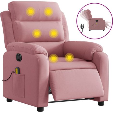 Maison Exclusive - Poltrona Massaggiante Reclinabile Elettrica Rosa Velluto (1/5)