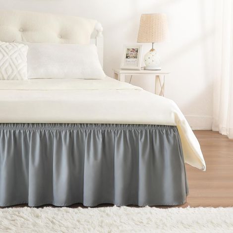 Jupe de lit avec élastique à volants pour une installation facile,jupe en doux x cm 120 200 40 polyester gris (1/5)