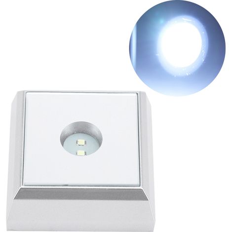 Socle de lampe LED carré pour présentoir de statues en cristal acrylique argenté (lumière colorée) (1/5)