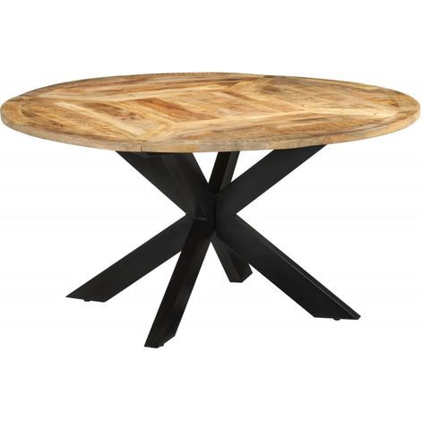 Esstisch Ø150x76 cm Massives Raues Mangoholz